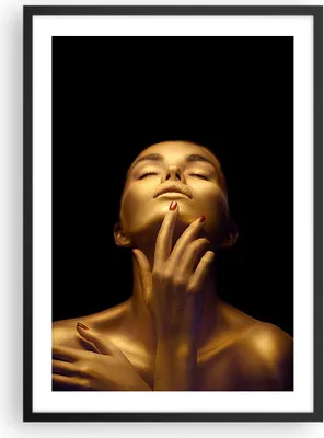 Produktbild von Gerahmtes Poster - Schwarzer Rahmen - Gold Frau Stück - 50x70 cm - Wand Bild - Wanddeko - Wandbilder - Kunstposter - Wandposter - Bilderrahmen - Bilder - Kunstdruck - Wanddekoration - P2BPA50x70-4573