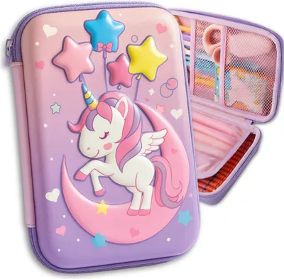 Produktbild von EDIBAZZAR | Rosa faltbares Federmäppchen mit Einhornmotiv