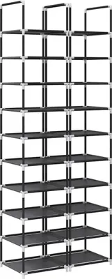 Produktbild von Schuhregale 2 Stk. 10 Ebenen Schwarz 33x33x174 cm Vliesstoff