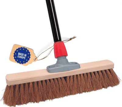 Produktbild von Novaliv Kokosbesen 40 cm mit Stiel Kokosborsten Besen Naturborsten mit stiel Ideal als Werkstattbesen Hallenbesen Industriebesen Hausbesen Kehrbesen Malerbesen Haarbesen Terassenbesen Besen weich