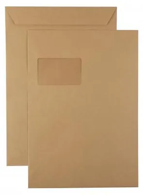 Produktbild von Kaenguruh C4 Versandtasche, Natron / Recycling braun 90g, nassklebend, mit Fenster
