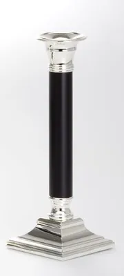 Produktbild von Leuchter versilbert und anlaufgeschützt Glatt poliert (H 23 x quader Fuß D 8,5 cm), hochwertiger Qualitäts Kerzenleuchter