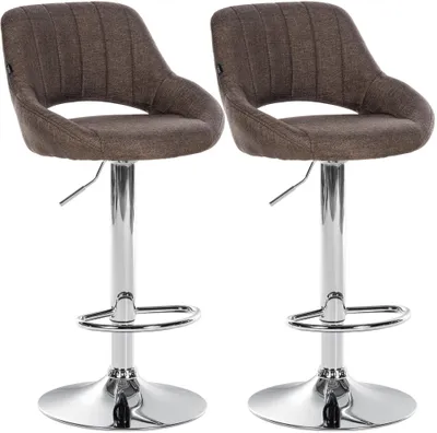 Produktbild von CLP 2er Set Barhocker Milet Stoffbezüge höhenverstellbar drehbar mit Rückenlehnen braun Material Gestell Metall in Chromoptik