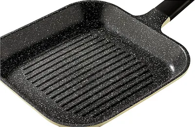 Produktbild von Mulex HAPPY Grillpfanne blackline 25 cm, fettarmes und gesundes Kochen, für alle Herdarten geeignet, hochwertige GREBLON Antihaft-Beschichtung