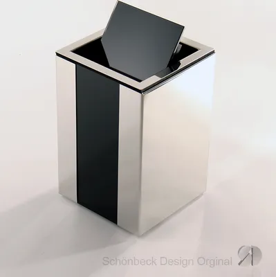 Produktbild von Badeimer Edelstahl / Kosmetikeimer / Glas schwarz, Schwingdeckel