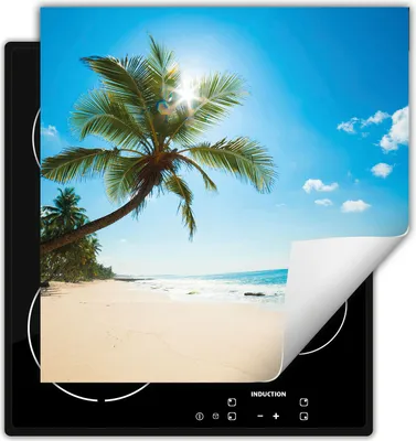 Produktbild von DarHaus Herdabdeckplatte 50x52 cm Anti Rutsch Matte Aufrollbar, Strand - Meer