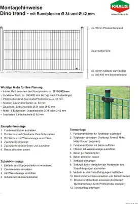 Instructional diagram and text for fence installation.