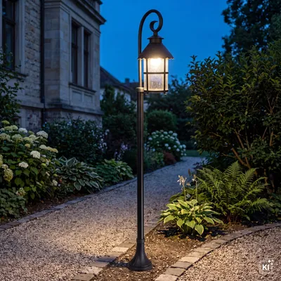 Produktbild von Schwarze Wegeleuchte 166 cm Rustikal E27 regenfest TOURNAI Laterne Außenlampe Garten Terrasse, KI-generiertes Bild