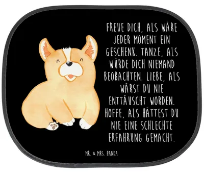 Produktbild von Mr. & Mrs. Panda Sonnenblende Auto Corgie - Schwarz - Geschenk, Lebensfroh, Corgi, Sonnenschutz, Autoscheiben, Spruch, fenster, pkw, Hund, Sprüche