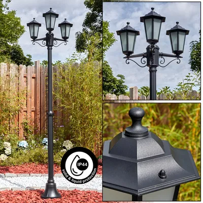 Produktbild von Rivale Vintage/Antik Außenwegeleuchte aus Metall/Glas in Schwarz/Milchglas