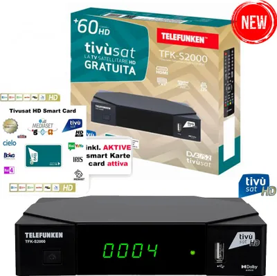 Produktbild von Telefunken TFK-S2000 DVB-S2 HD Sat Receiver HEVC, + TiVuSat HD Karte
