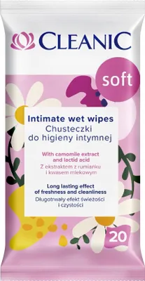 Obrázok produktu pre Mäkké obrúsky na intímnu hygienu Cleanic - 20 kusov