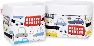 Immagine prodotto di Set di 2 cestini portaoggetti - organizer - 100% cotone, lavabili in lavatrice, per la cameretta del bambino