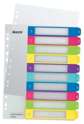 Imagen del producto de Clasificador de plástico Wow, formato A4, de polipropileno (PP), con 10 compartimentos, de colores, paquete con 10 unidades
