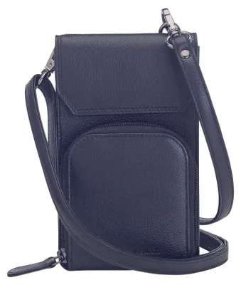 Obrázek produktu pro Taška přes rameno na mobilní telefon Josephine Osthoff s přední kapsou na sluchátka, ručně vyrobená ze 100% pravé kůže, crossbody popruh přes rameno, 4 přihrádky na karty