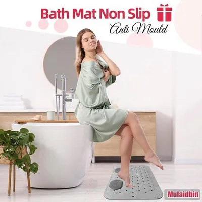 Imagen del producto de Alfombrilla antideslizante para ducha, gris, rectangular, con efecto masaje