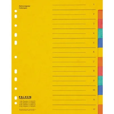 Produktbild von FALKEN Ordnerregister Verwendung für Papierformat: DIN A4, Übe Ausführung der Tabe: blanko