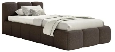 Produktbild von Selsey Cloudy Low – Polsterbett 90x200 cm, Bettkasten & Lattenrost, Bouclé Braun