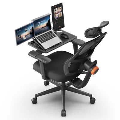 Produktbild von Newtral H003 Ergonomischer Bürostuhl mit einzigartiger adaptiver Lendenwirbelstütze, Verstellbarer Kopfstütze +AbnehmbareWorkstation Desktop