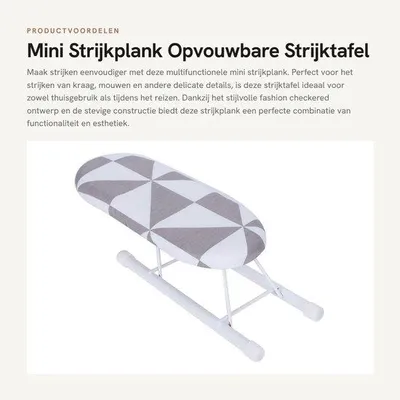 Produktbild von Bügelbrett, faltbar - Mini-Bügelbrett - Rutschfeste Fußabdeckung - Abnehmbarer Bezug - Für Ärmel/Kragen - Stabile Unterstützung - Mini-Bügeltafel