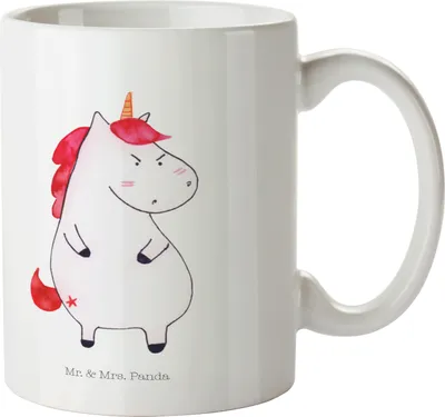 Produktbild von Mr. & Mrs. Panda Plastikbecher Einhorn Wut - Weiß - Geschenk, Trinklernbecher, Deko, Kinderbecher, Einhörner, Pott, Kindertasse, Arbeit, Mehrwegbecher, wütend, Büro