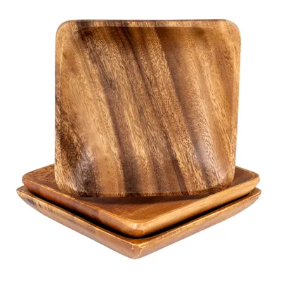Produktbild von 3er Set Teller Akazienholz 15x15cm Snackschale Obstschale Dekoschale Quadratisch