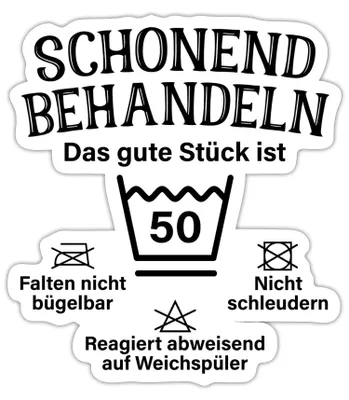 Produktbild von Spreadshirt Schonend Behandeln Fünfzig Geschenk 50. Geburtstag Spruch Sticker Aufkleber, 10 x 10 cm, Mattweiß
