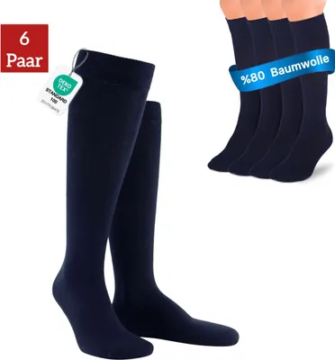 Produktbild von Kniestrümpfe (3-6 Paar) Damen & Herren aus hochwertiger Baumwolle, ohne drückende Naht, mit Komfortbund
