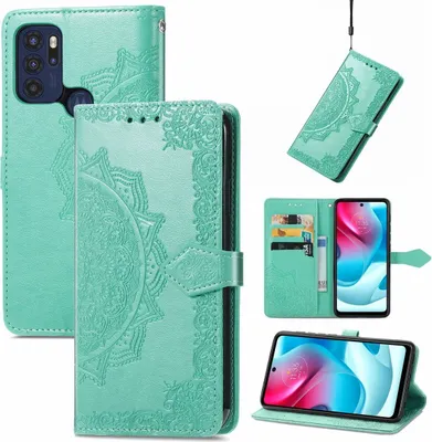 Produktbild von König Design Hülle kompatibel mit Motorola Moto G60S Kunstleder Handyhülle - Handy Case Grün
