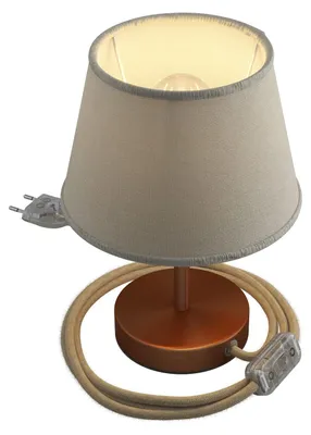 Image de Alzaluce avec abat-jour Impero, lampe de table en métal avec fiche bipolaire, câble et interrupteur