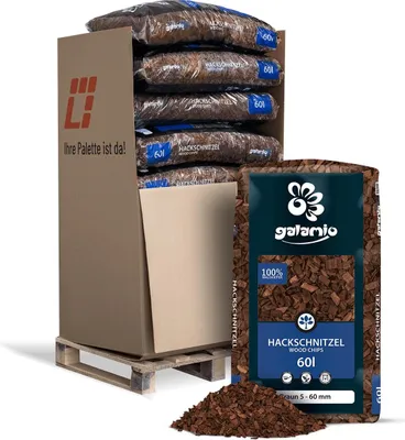 Produktbild von Galamio Holzhackschnitzel Braun 60l x 12 Sack 720l 12er Palette