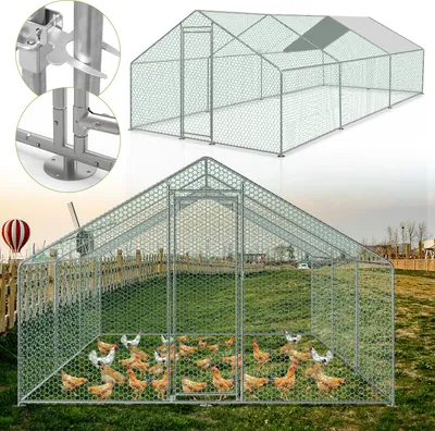 Zdjęcie produktu dla SWANEW kurnik kurnik 3x6x2m kurnik ocynkowany klatka dla królików kurnik klatka dach