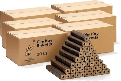 Produktbild von Holzbriketts PiniKay Hartholzbriketts – Kaminbriketts 6 x 30 kg Briketts Kamin Ofen Grill Briquettes Hartholz Eiche Buche Brikett Holzbrikett Gluthalter (180 kg)