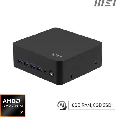 Immagine prodotto di MSI Cubi Z AI 8M AMD Ryzen 7 8845HS Barebone, PC da 0,9 l, Mini-PC Barebone, SoC AMD, Ethernet/LAN, Wi-Fi 6E (802.11ax), 120 W