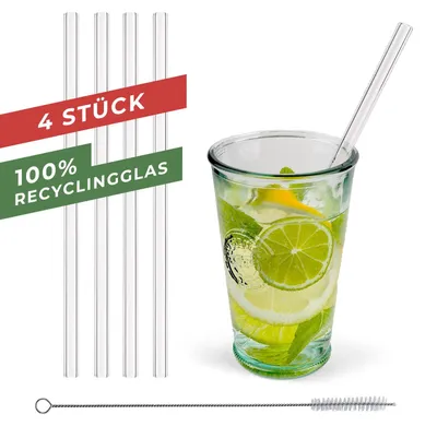 Image de Paille en verre Paille en verre Set 5 pcs. brosse ca.20cm Party Deko