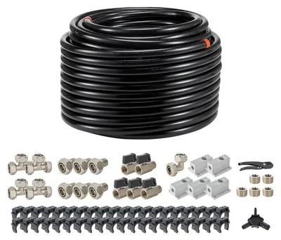 Obrázok produktu pre VEVOR sada hadíc na stlačený vzduch, 60,96 m x 19,05 mm, hadica na stlačený vzduch, HDPE, ľahko inštalovateľná sada hadíc na stlačený vzduch pre garáž, dielňu, čierna