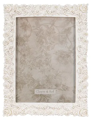 Zdjęcie produktu dla Ramka na zdjęcia Clayre & Eef 17x22 cm Kwiaty polyresin w kolorze białego złota