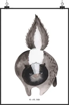 Produktbild von Mr. & Mrs. Panda Bild Stinktier Angriff DIN A0 - Weiß - Geschenk, wütend, Stinki, Wandbild, wanddeko, drucke, Raubtier, Kunstdruck, Plakat, Drohung, Wildtier