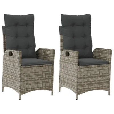 Produktbild von Gartensessel mit Kissen 2 Stk. Verstellbar Grau Poly Rattan
