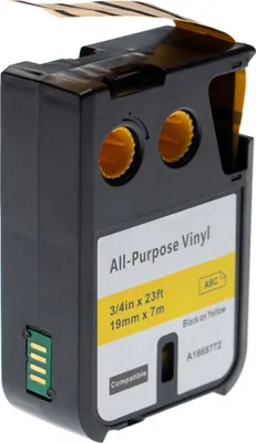 Produktbild von vhbw Schriftband-Kassette kompatibel mit Dymo XTL 500 Series, 300 Series Etiketten-Drucker 7m x 19mm Schwarz auf Gelb, Vinyl