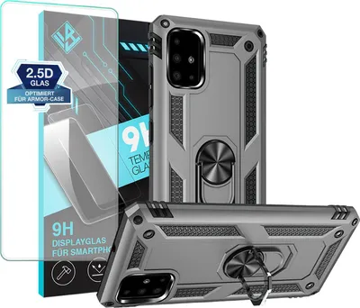 Produktbild von Armor Outdoor Handyhülle für Samsung Galaxy A51 Handy Panzer Case Schutzhülle mit 9H Displayglas Displayschutz Farbe: Silber