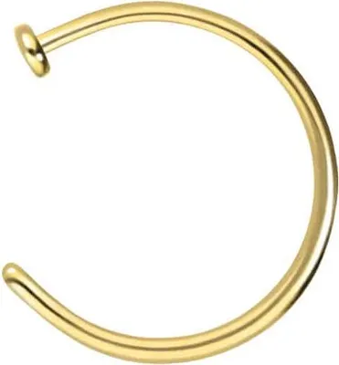 Produktbild von Nasenpiercing, Nasenstecker Titan Nasenring offen PLATTE Gold Innendurchmesser: 10mm + Stabstärke: 0,8mm