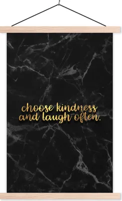 Produktbild von MuchoWow® Textilposter Zitate - Sprichwörter - Gold - Marmor 120x180 cm mit holzfarbenen Rahmen - Textil-Plakat