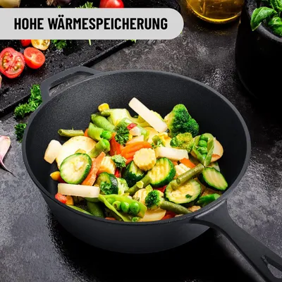 Productafbeelding van Gusseisen combikookpan - 2-in-1: braadpan en pan - 3,5 liter - Gietijzer - 26 cm