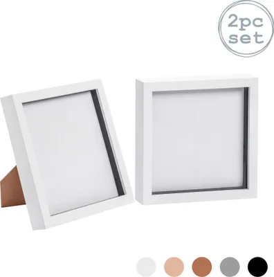 Produktbild von Nicola Spring 8x8 Box Fotorahmen weiß - stehend und hängend x 2