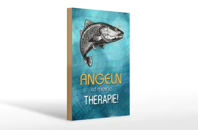 Produktbild von Holzschild Spruch 20x30cm Angeln ist meine Therapie