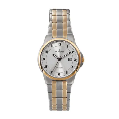 Obrázok produktu pre Dámske náramkové hodinky DUGENA 4460915 Gent, quartz, strieborný ciferník, titánové puzdro, minerálne sklo, titánový náramok, tlačidlová skladacia spona, 5 barov