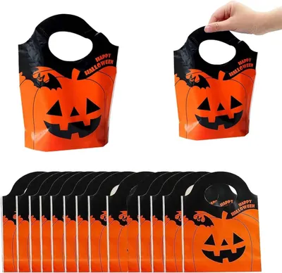 Produktbild von Halloween Geschenktüten, 60 Stück Süßigkeiten Tüten, Kürbistasche