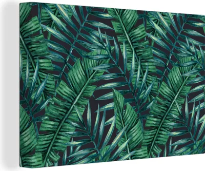 Produktbild von OneMillionCanvasses® - Leinwandbilder - 150x100 cm, Blätter - Tropisch - Dschungel - Natur, Wandbilder Kunstdruck Wanddekoration - Foto auf Leinwand - Gemälde auf Holzrahmen