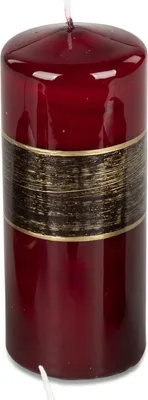 Produktbild von Festliche Stumpenkerze 7x11 cm Streifen bordeaux 290g - 41,21 EUR Grundpreis 1kg